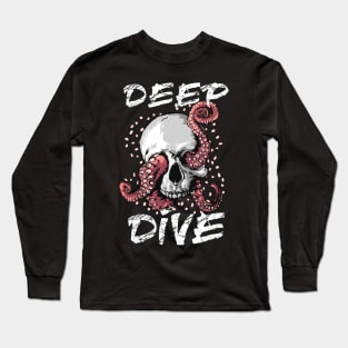 Scuba Diver Skull Octopus Long Sleeve T-Shirt